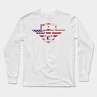 Letter C American Flag Monogram Initial Long Sleeve T-Shirt